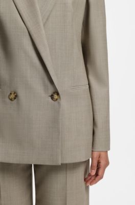Regular-fit blazer in Italian virgin wool with stretch, Light Beige