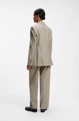 Regular-fit blazer in Italian virgin wool with stretch, Light Beige