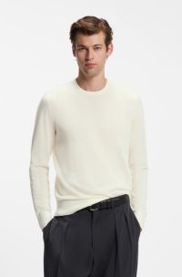 BOSS BY BECKHAM pull en laine vierge et cachemire, Naturel