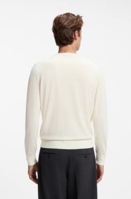 BOSS BY BECKHAM pull en laine vierge et cachemire, Naturel