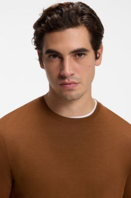 BOSS BY BECKHAM sweater in virgin wool and cashmere, Brown