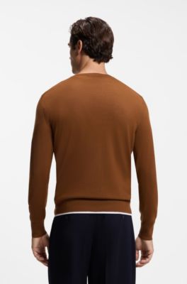 BOSS BY BECKHAM sweater in virgin wool and cashmere, Brown