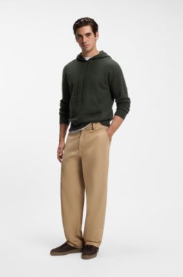 BOSS BY BECKHAM hoodie in virgin wool and cashmere, Dark Green