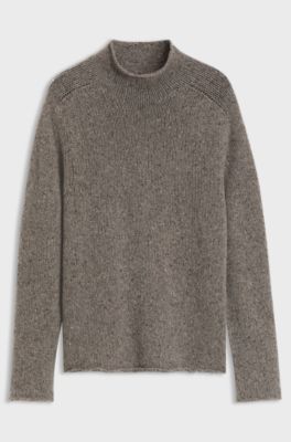 BOSS BY BECKHAM sweater in virgin-wool tweed, Light Brown