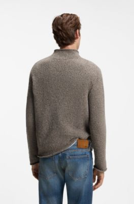 BOSS BY BECKHAM sweater in virgin-wool tweed, Light Brown