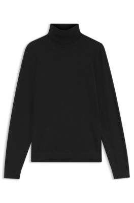 BOSS BY BECKHAM rollneck sweater in virgin wool and cashmere, Black