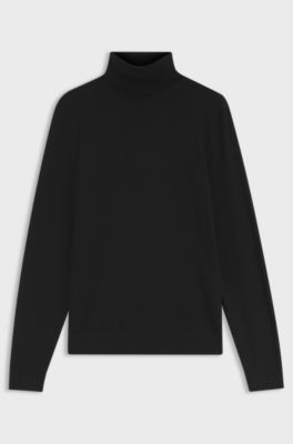 BOSS BY BECKHAM rollneck sweater in virgin wool and cashmere, Black