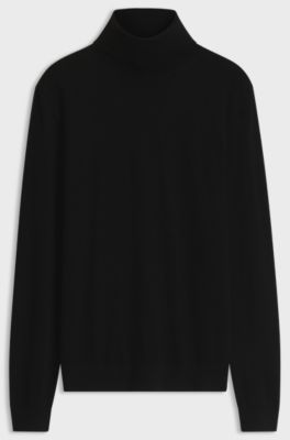 BOSS BY BECKHAM rollneck sweater in virgin wool and cashmere, Black