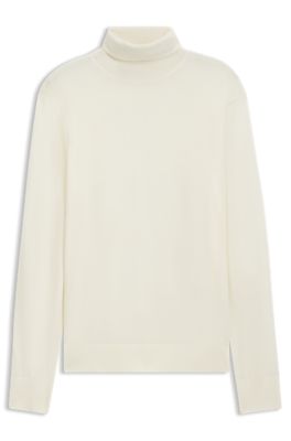 BOSS BY BECKHAM rollneck sweater in virgin wool and cashmere, Natural
