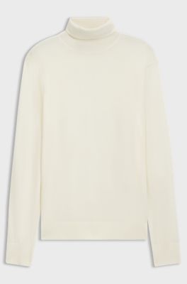 BOSS BY BECKHAM rollneck sweater in virgin wool and cashmere, Natural