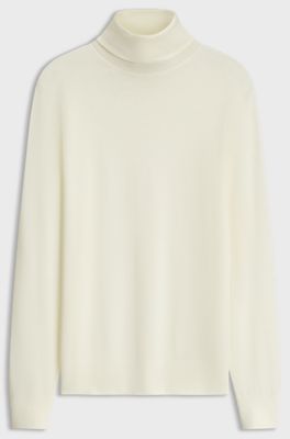 BOSS BY BECKHAM rollneck sweater in virgin wool and cashmere, Natural