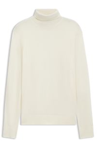 BOSS BY BECKHAM rollneck sweater in virgin wool and cashmere, Natural