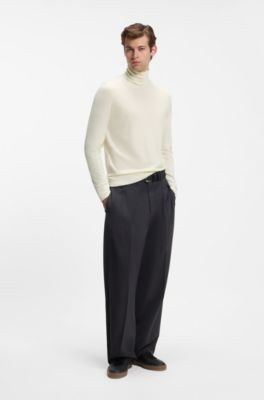 BOSS BY BECKHAM rollneck sweater in virgin wool and cashmere, Natural