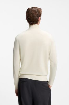 BOSS BY BECKHAM rollneck sweater in virgin wool and cashmere, Natural