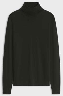 BOSS BY BECKHAM rollneck sweater in virgin wool and cashmere, Dark Green