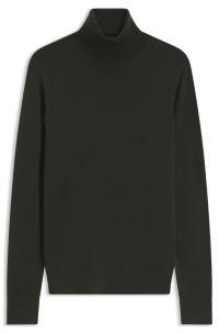 BOSS BY BECKHAM rollneck sweater in virgin wool and cashmere, Dark Green
