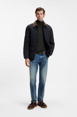 BOSS BY BECKHAM rollneck sweater in virgin wool and cashmere, Dark Green