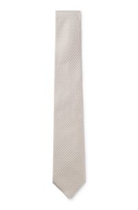 Jacquard-patterned tie in pure wool, Light Beige