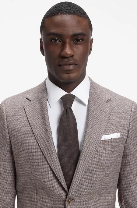 Corbata de lana pura con motivo jacquard