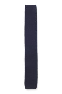 Jacquard-patterned tie in pure wool, Dark Blue
