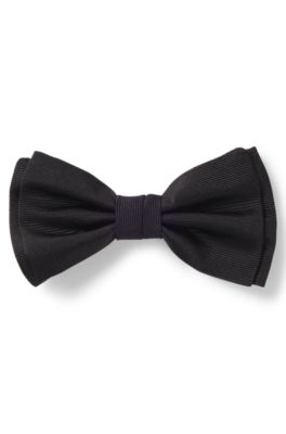 Handcrafted Italian silk bow tie, Black