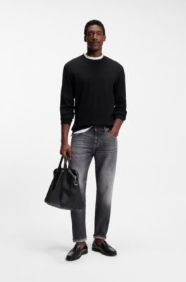 Cotton-jersey T-shirt with crew neck, Black