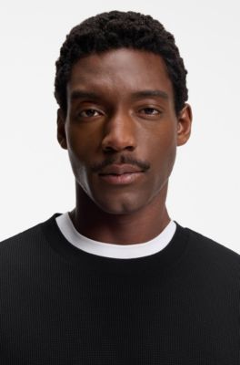 Cotton-jersey T-shirt with crew neck, Black