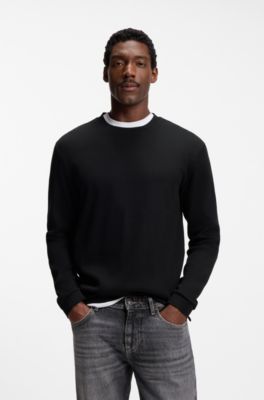 Cotton-jersey T-shirt with crew neck, Black
