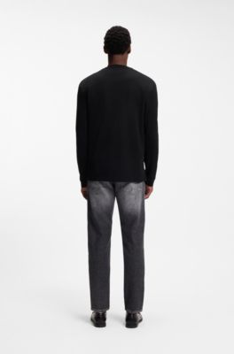 Cotton-jersey T-shirt with crew neck, Black