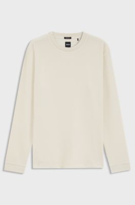 T-shirt van katoenen jersey met ronde hals, Naturel