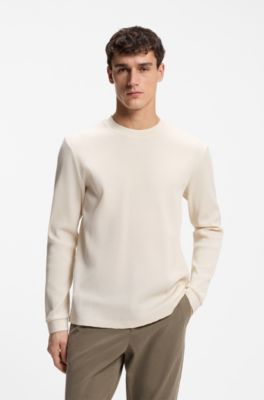 T-shirt van katoenen jersey met ronde hals, Naturel