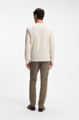 Camiseta de punto de algod&oacute;n con cuello redondo, Natural