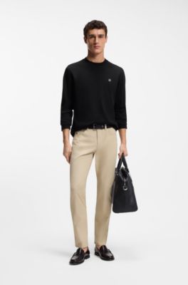 Regular-fit cotton T-shirt with subtle logo detail, Black