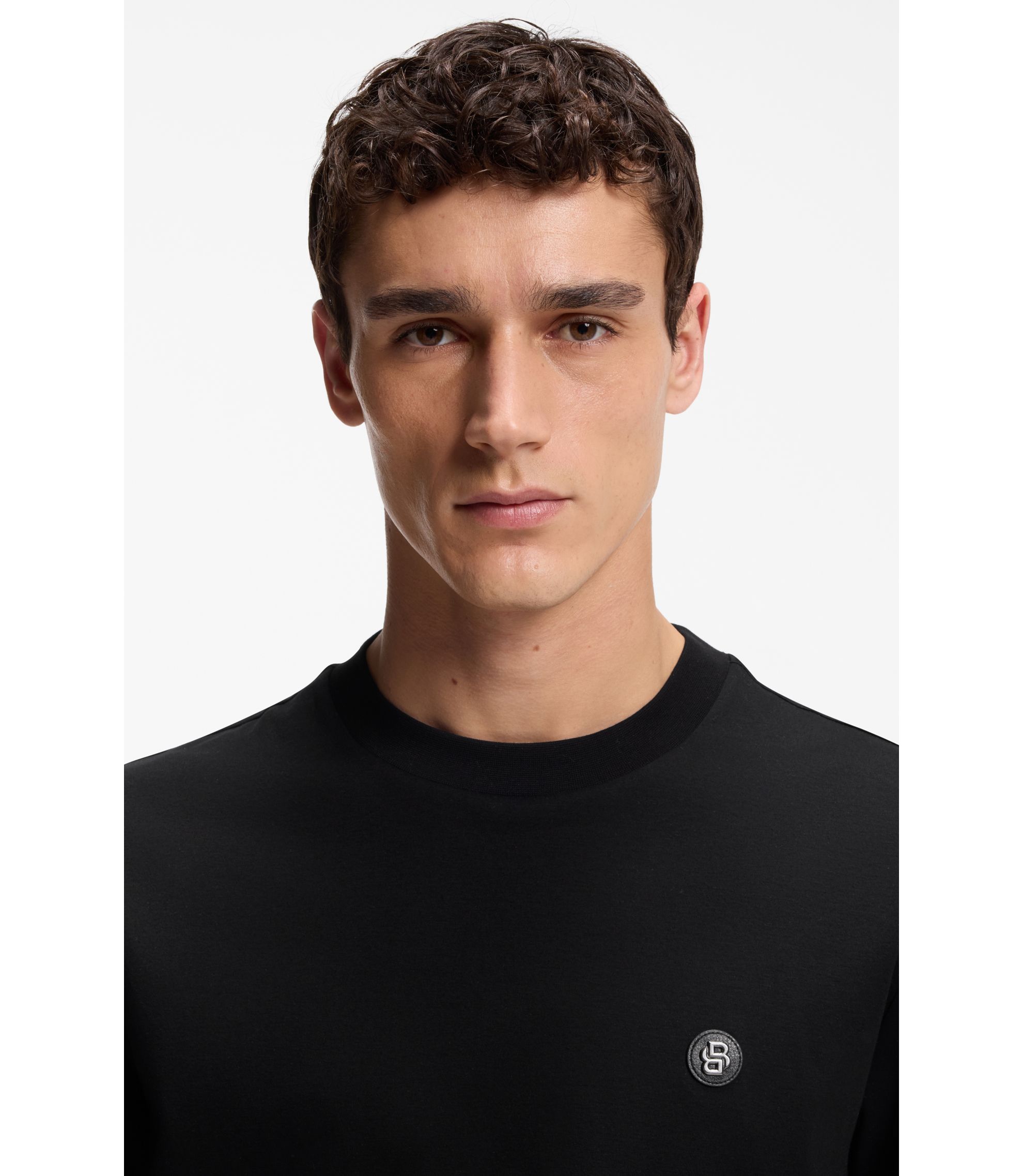 BOSS - レギュラーフィット コットン Tシャツ サトルロゴ ディテール