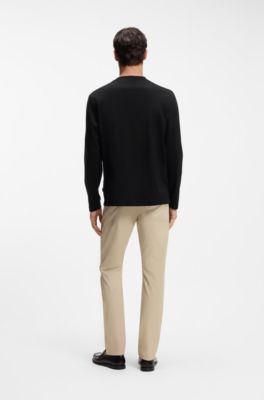 Regular-fit cotton T-shirt with subtle logo detail, Black