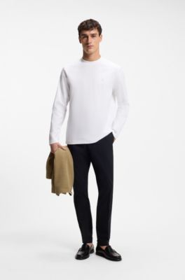 Regular-fit cotton T-shirt with subtle logo detail, White