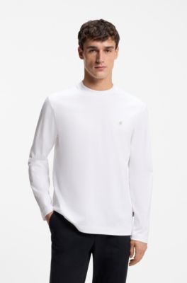 Regular-fit cotton T-shirt with subtle logo detail, White