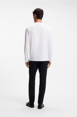 Regular-fit cotton T-shirt with subtle logo detail, White