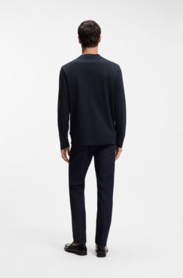 Regular-fit cotton T-shirt with subtle logo detail, M&oslash;rkebl&aring;