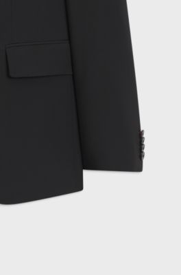 Two-piece slim-fit wool-blend suit, Black