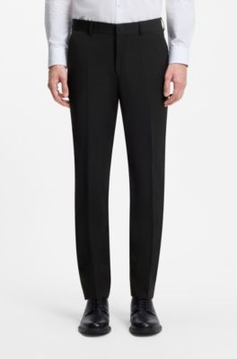 Two-piece slim-fit wool-blend suit, Black