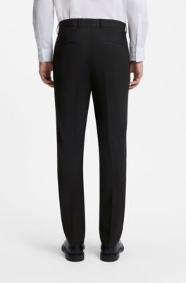 Two-piece slim-fit wool-blend suit, Black