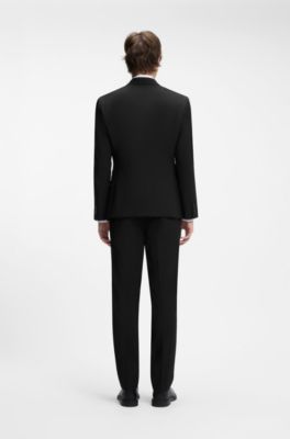 Two-piece slim-fit wool-blend suit, Black