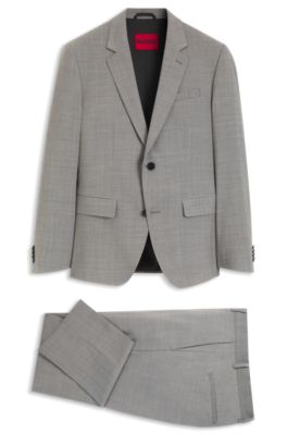 Two-piece slim-fit suit in a wool blend, Dark Grey
