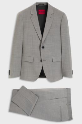 Two-piece slim-fit suit in a wool blend, Dark Grey