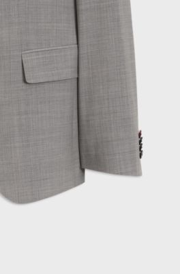 Costume deux pi&egrave;ces Slim en laine m&eacute;lang&eacute;e, Gris sombre