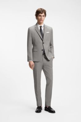 Two-piece slim-fit suit in a wool blend, Dark Grey