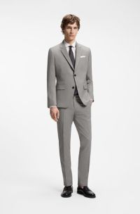 Zweiteiliger Slim-Fit Anzug aus Woll-Mix, Dunkelgrau