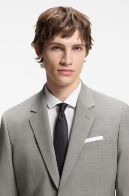 Two-piece slim-fit suit in a wool blend, Dark Grey