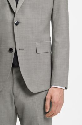Two-piece slim-fit suit in a wool blend, Dark Grey